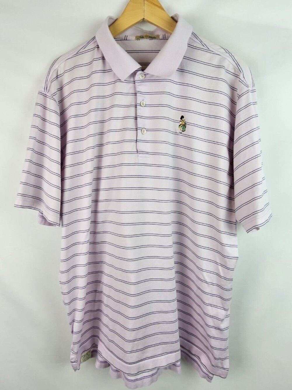 Peter Millar Men's Polo Golf Shirt Size XL Purple Short Sleeve Scottish Bagpiper